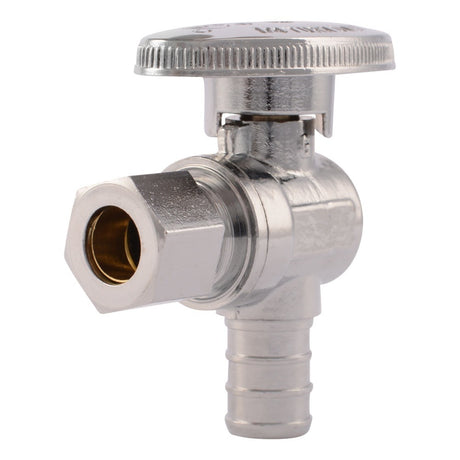 SharkBite 23058LF 1/2 in. x 3/8 in. OD Compression Quarter Turn Brass Barb Angle Stop Valve