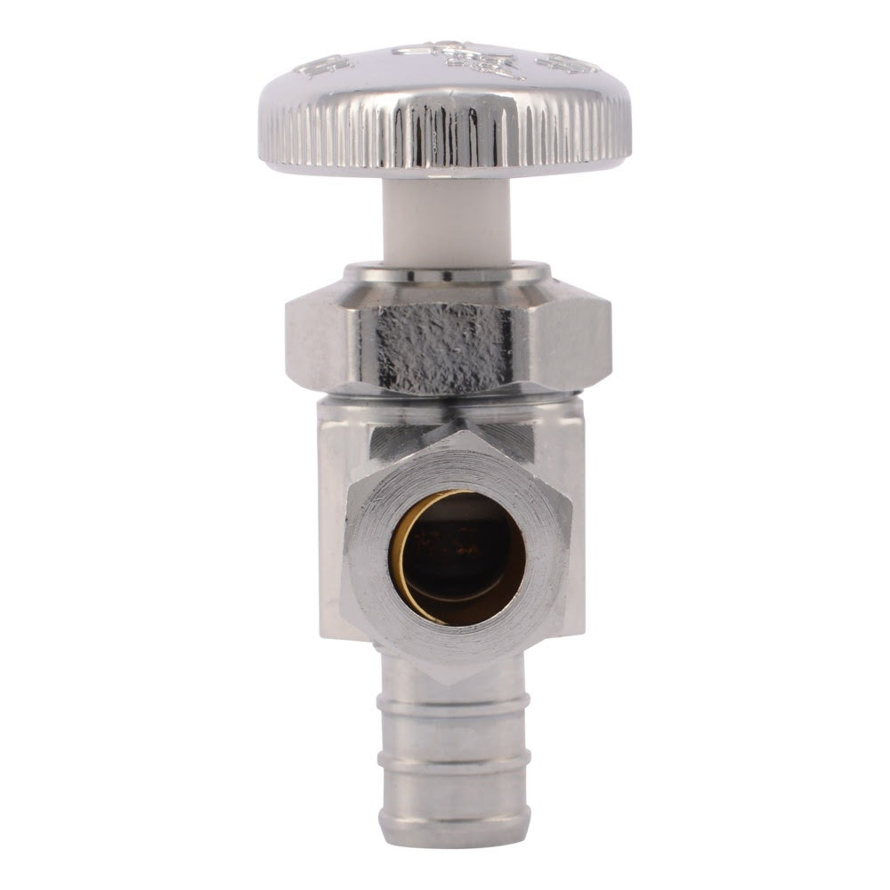 SharkBite 23060LF 1/2 in x 3/8 in OD Comp Brass Barb Multi-Turn Angle Stop Valve - 3