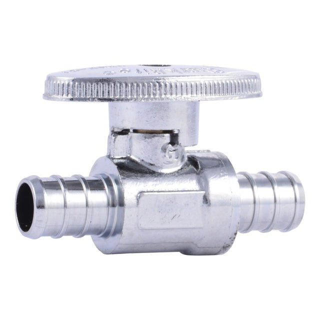 SharkBite 23063LF Half Inch x Half Inch Brass Barb Straight Stop Valve for PEX and PE-RT Pipe