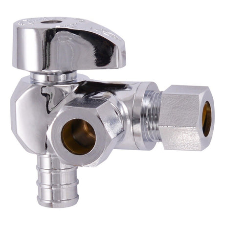 SharkBite 23066LF 1/2 in. x 3/8 in. OD x 3/8 in. OD Quarter Turn Dual Outlet Stop Valve
