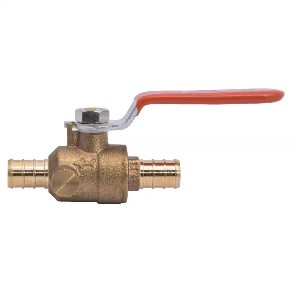 SharkBite 24612LF 1/2 in. x 1/2 in. Brass Quarter Turn PEX Barb Ball Valve with Drain - 2