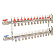 SharkBite 24939 12 Loop Stainless Steel Radiant Heating Manifold with 1 in. FNPT Inlet