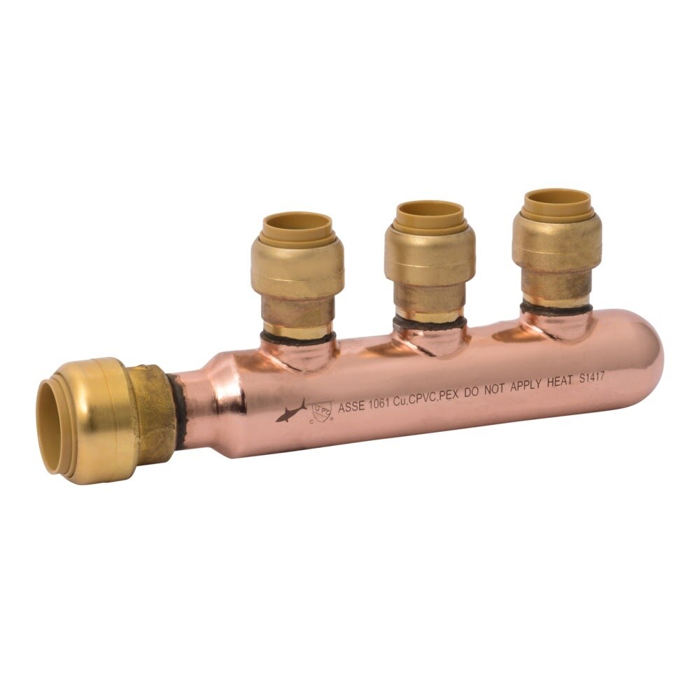SharkBite 25553LF 3/4 in. x 1/2 in. Outlet 3-Port Closed Push-to-Connect Manifold