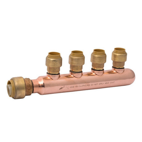 SharkBite 25555LF 3/4 in x 1/2 in 4 Port Closed Push to Connect Manifold Fitting