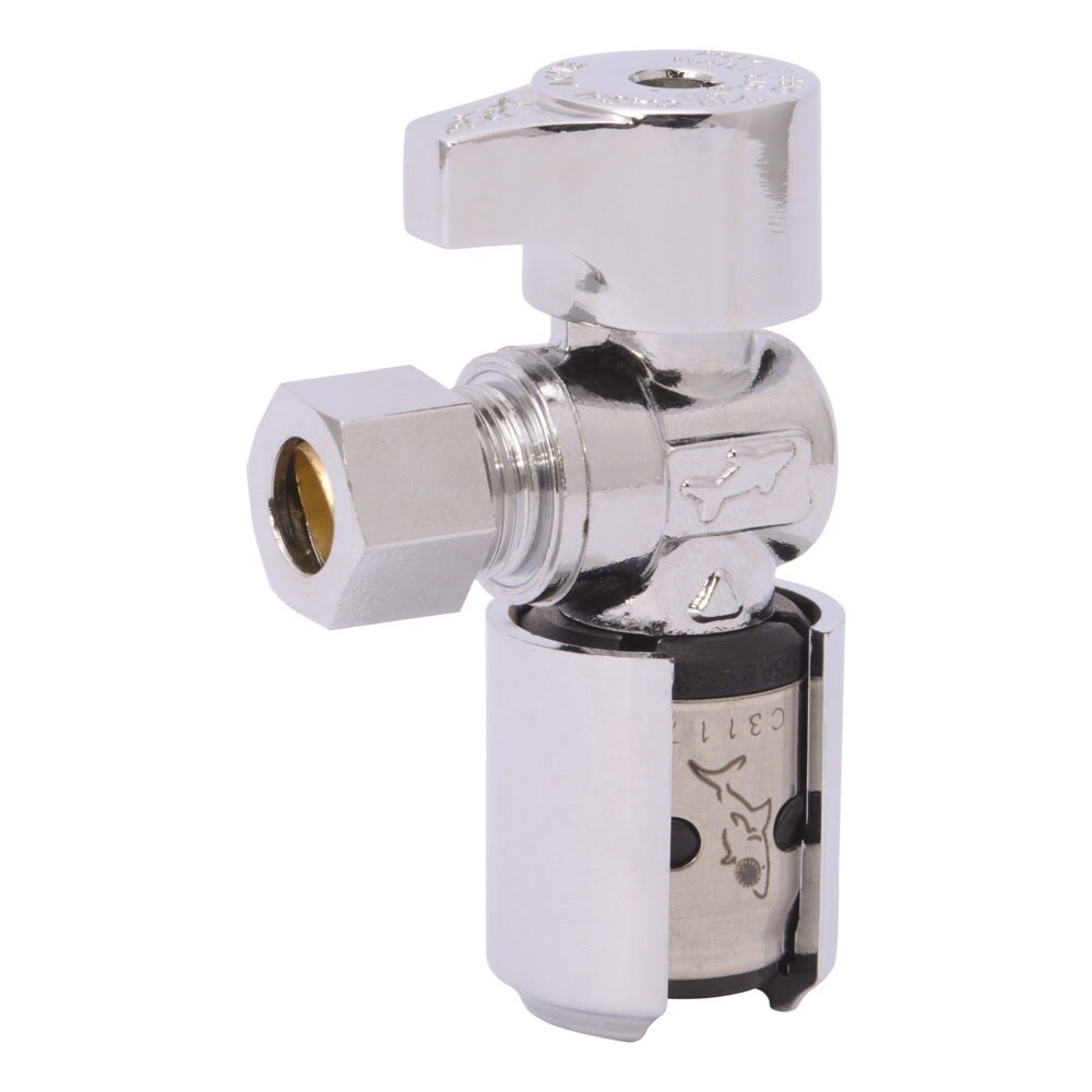 SharkBite K23036 1/2 in x 3/8 in OD Compression Angle Stop with Escutcheon