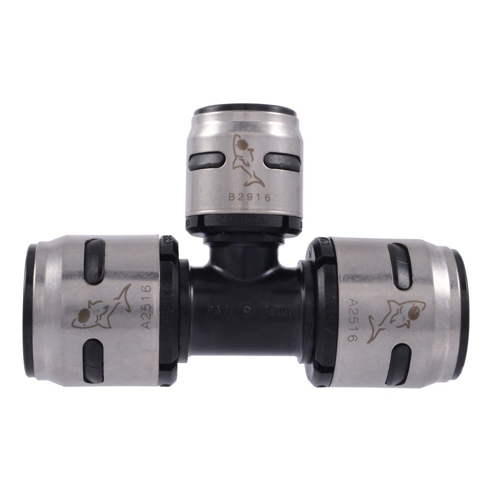 SharkBite K416WP2 1 in. x 1 in. x 3/4 in. EvoPEX Push to Connect Reducing Tee for PEX Pipe (2 Pack) - 2