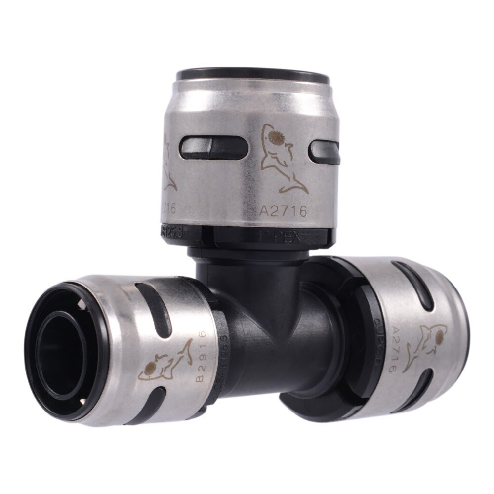SharkBite K418WP2 1 in x 3/4 in x 1 in EvoPEX Push to Connect Reducing Tee for PEX Pipe (2 Pack)