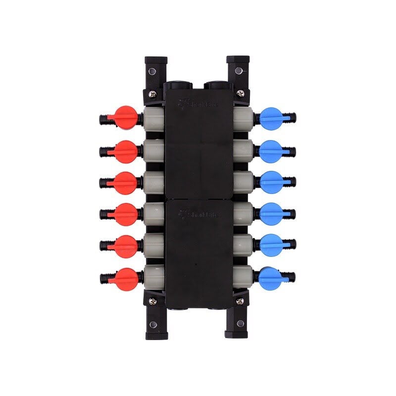SharkBite PM012UP 12 Port Poly Crimp Manifold with Ball Valves 3/4 in Inlet x 1/2 in Outlet