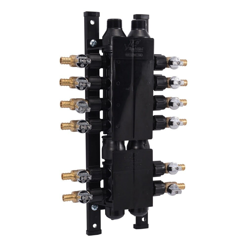 SharkBite RM22712 12 Port Brass Barb PEX Manifold with Ball Valves