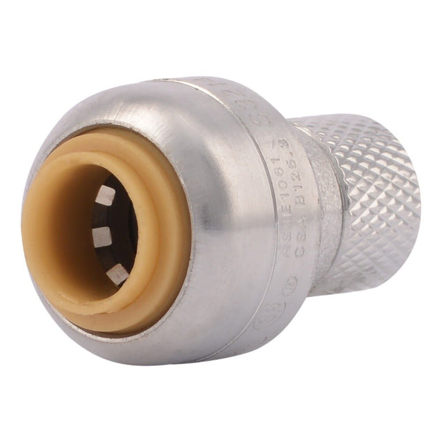 SharkBite U3524LFA 1/4 in x 1/4 in Push to Connect Compression Stop Valve Connector for 3/8 in OD PEX