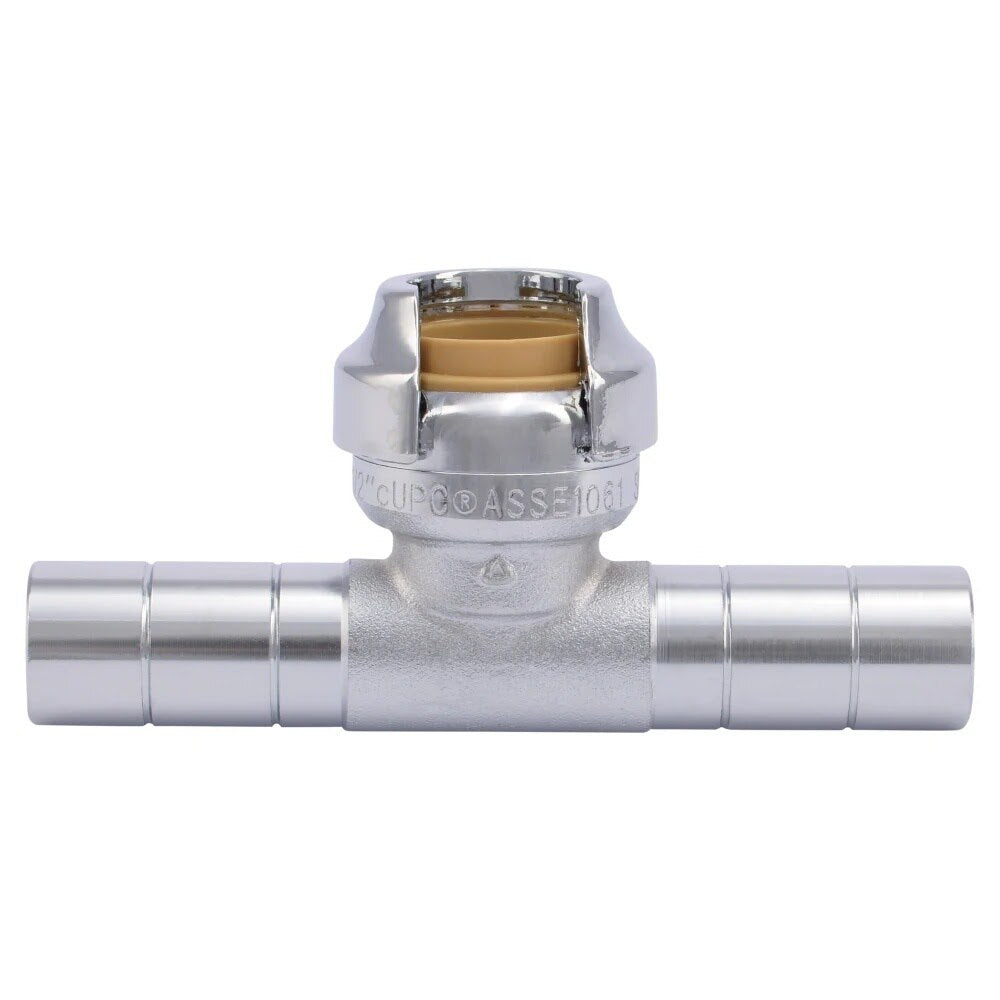 SharkBite U782LF 1/2 in. CTS x 1/2 in. CTS x 1/2 in. Push-to-Connect Dual Tee Stop Valve Adapter - 2
