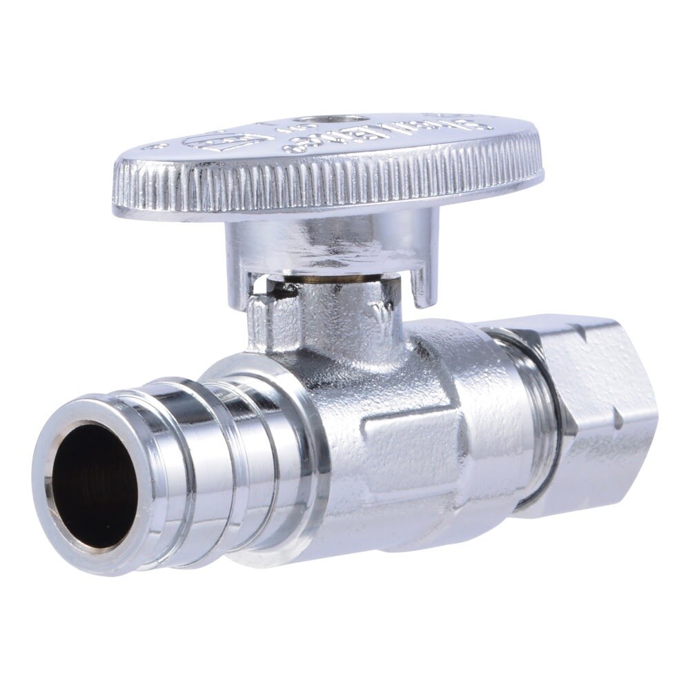 SharkBite UAB23057LFA 1/2 in PEX-A Expansion x 3/8 in OD Compression Brass Quarter Turn Straight Stop Valve
