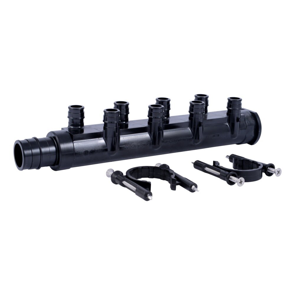 SharkBite UAMPT288SCW 1 in. PEX-A Poly Expansion Multi-Port Tee with 8 1/2 in. Outlets and Mounting Clips Closed