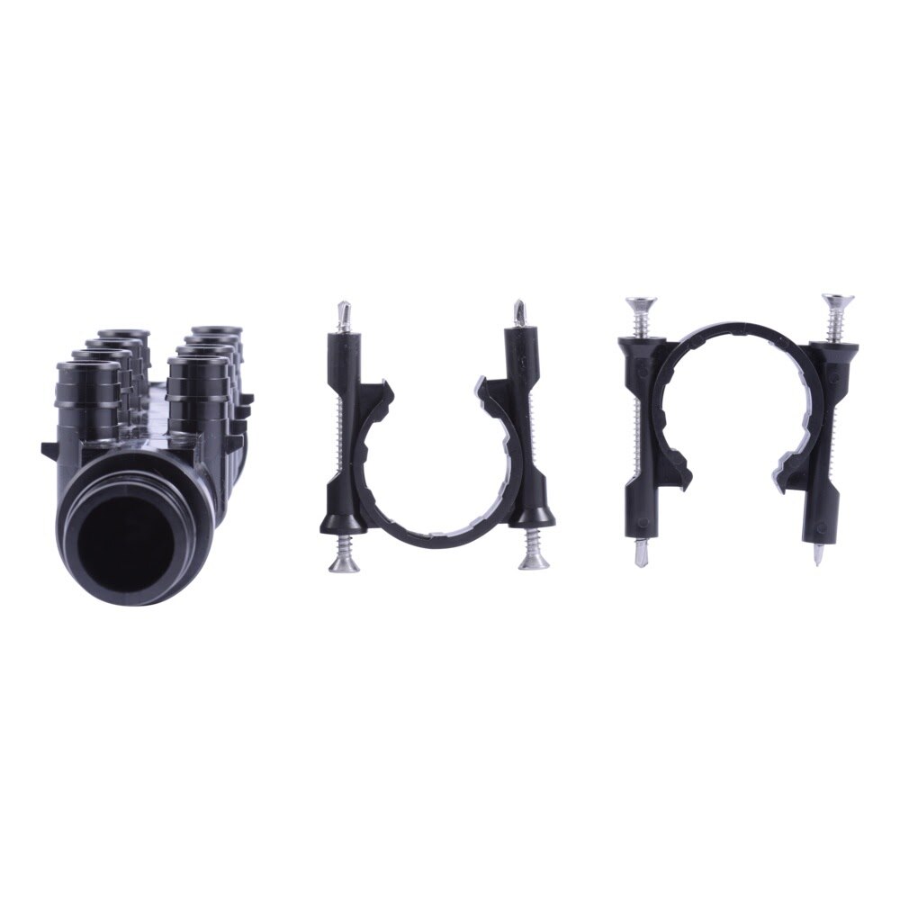 SharkBite UAMPT288SCW 1 in. PEX-A Poly Expansion Multi-Port Tee with 8 1/2 in. Outlets and Mounting Clips Closed - 2