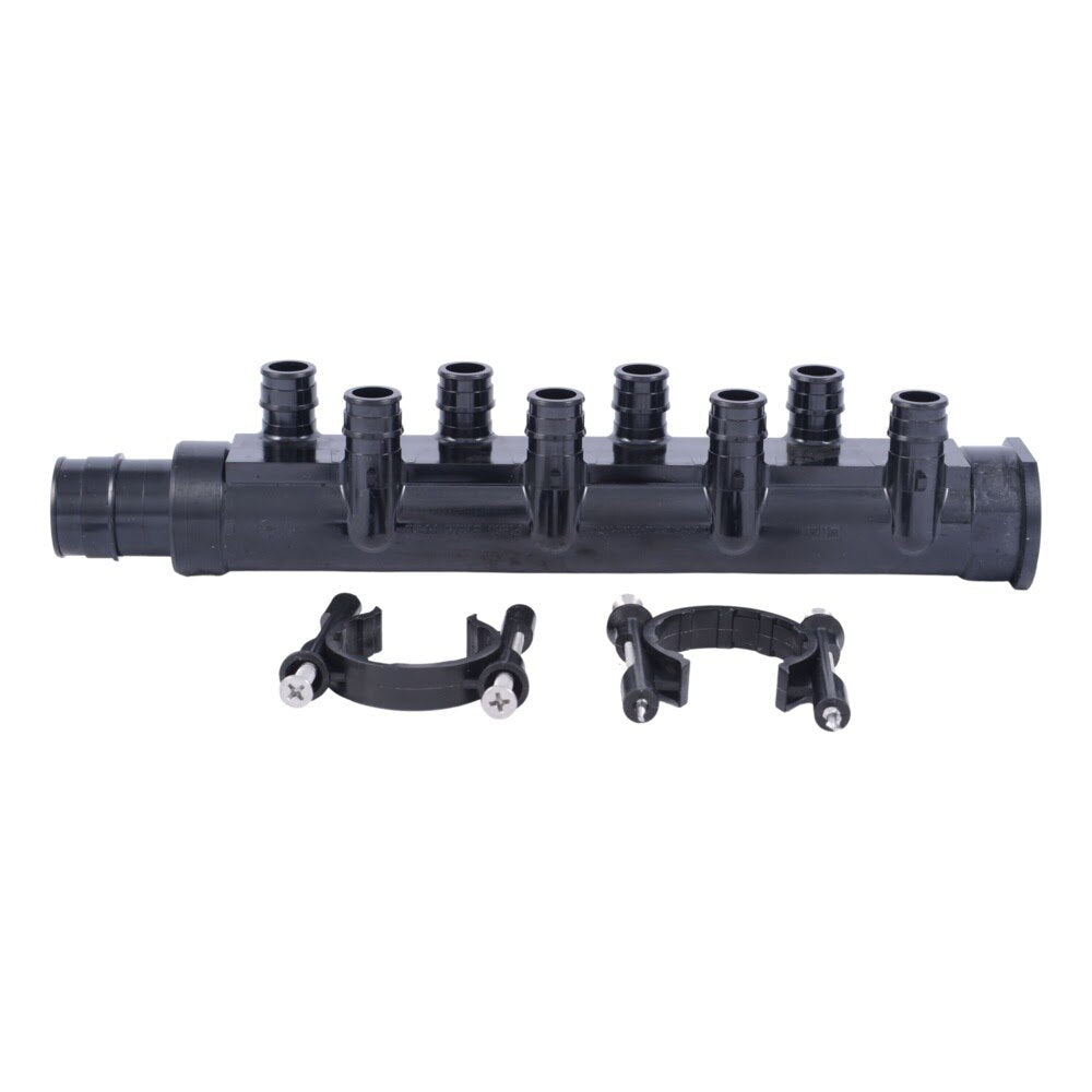 SharkBite UAMPT288SCW 1 in. PEX-A Poly Expansion Multi-Port Tee with 8 1/2 in. Outlets and Mounting Clips Closed - 3