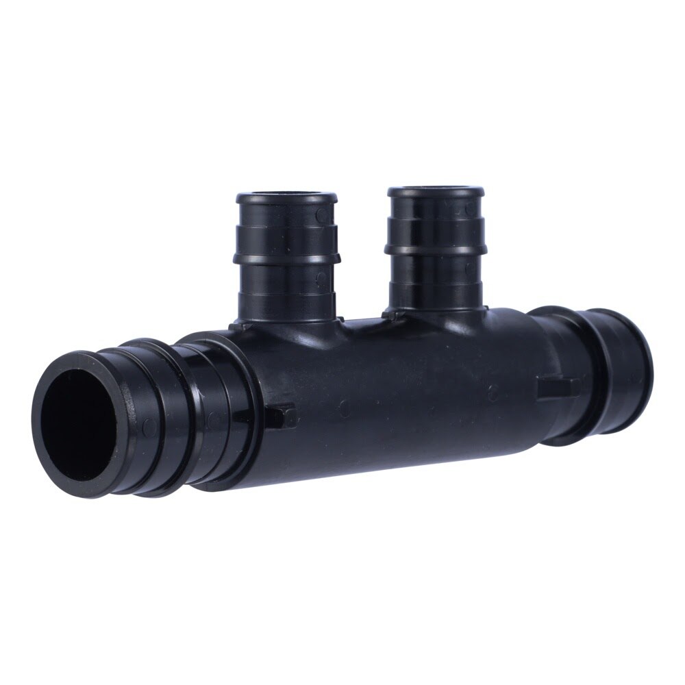 SharkBite UAMPT2OW 3/4 in. x 3/4 in. Poly Expansion Multi-port Tee with Two 1/2 in. Outlets Open