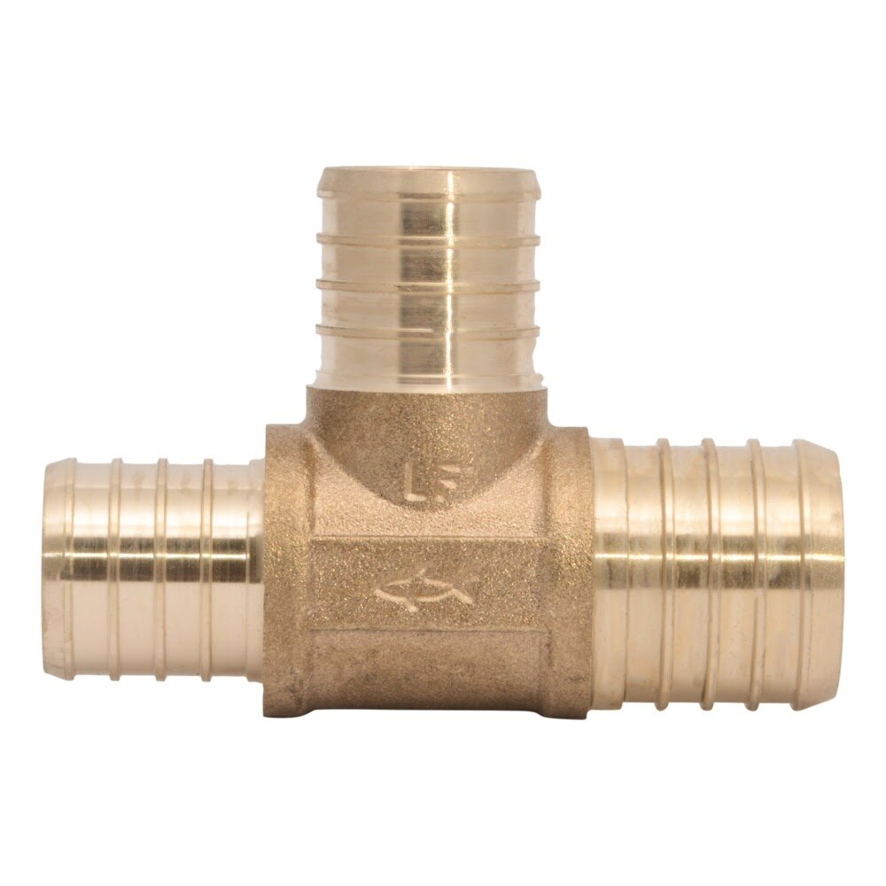 SharkBite UC08352828 1-1/4 in x 1 in x 1 in Brass Barb Reducing Tee for PEX Plumbing - 2