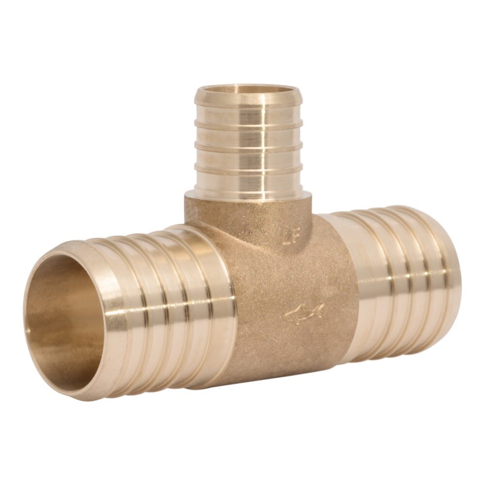 SharkBite UC08414128 1-1/2 in. x 1-1/2 in. x 1 in. Brass Barb Reducing Tee for PEX