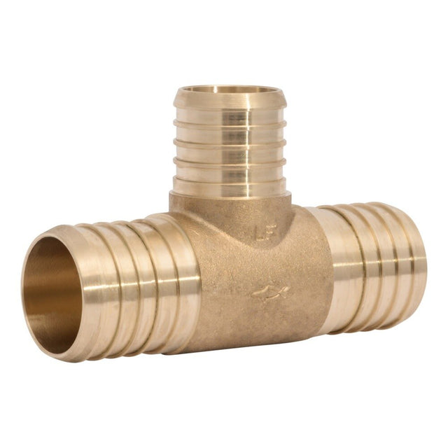 SharkBite UC08414135 1-1/2 in. x 1-1/2 in. x 1-1/4 in. Brass Barb Reducing Tee for PEX Pipe