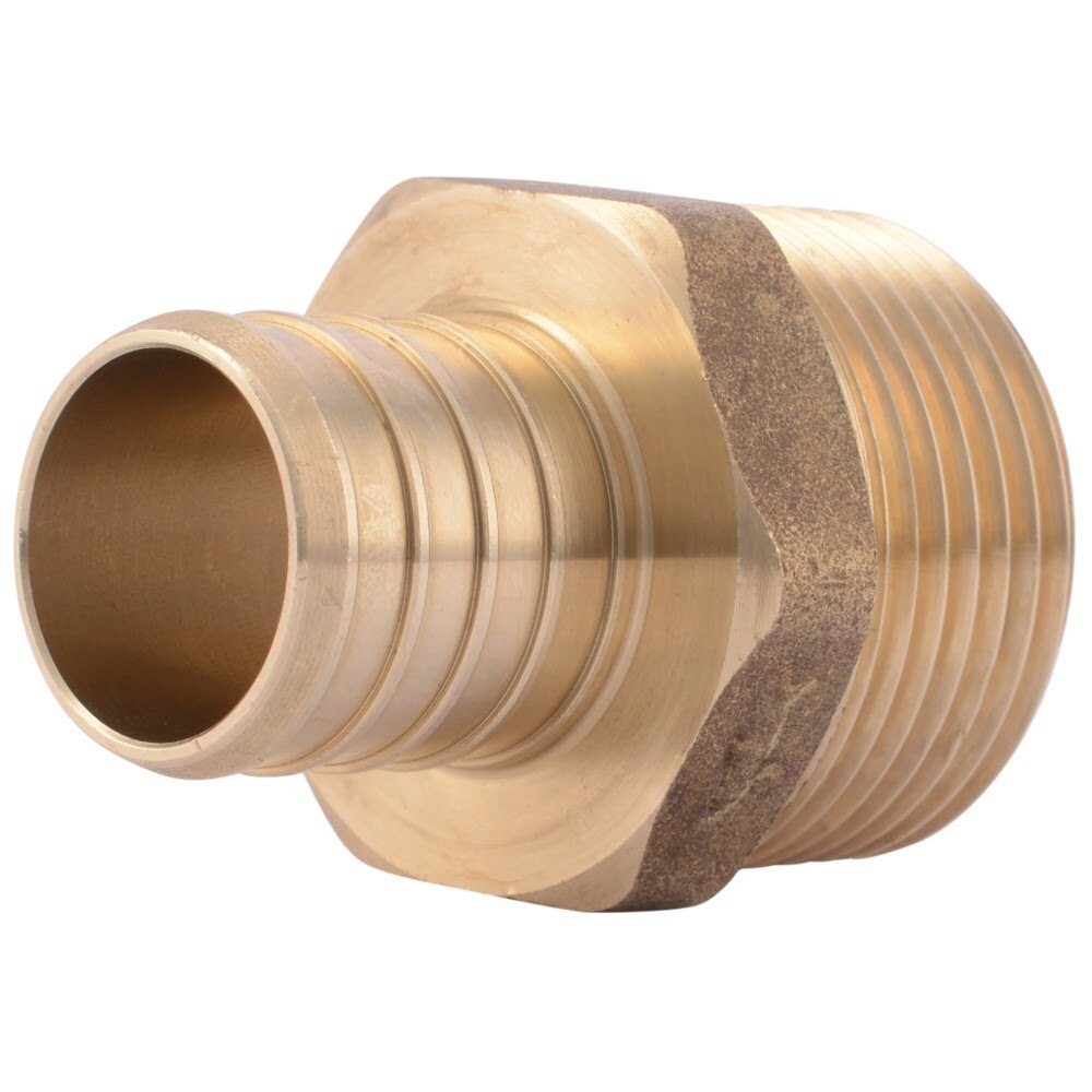 SharkBite UC140LF 1 in x 1 in Brass Barb Adapter with MNPT Thread for PEX