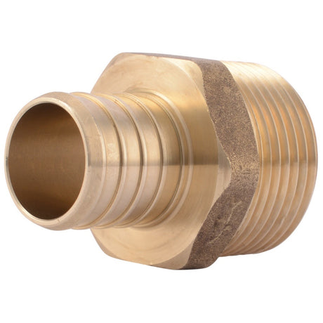 SharkBite UC140LF 1 in x 1 in Brass Barb Adapter with MNPT Thread for PEX