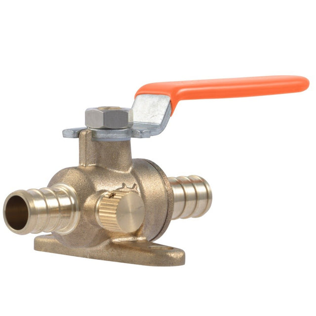 SharkBite UC24615 1/2 in x 1/2 in Brass Quarter-Turn PEX Ball Valve with Drain and Mounting Bracket