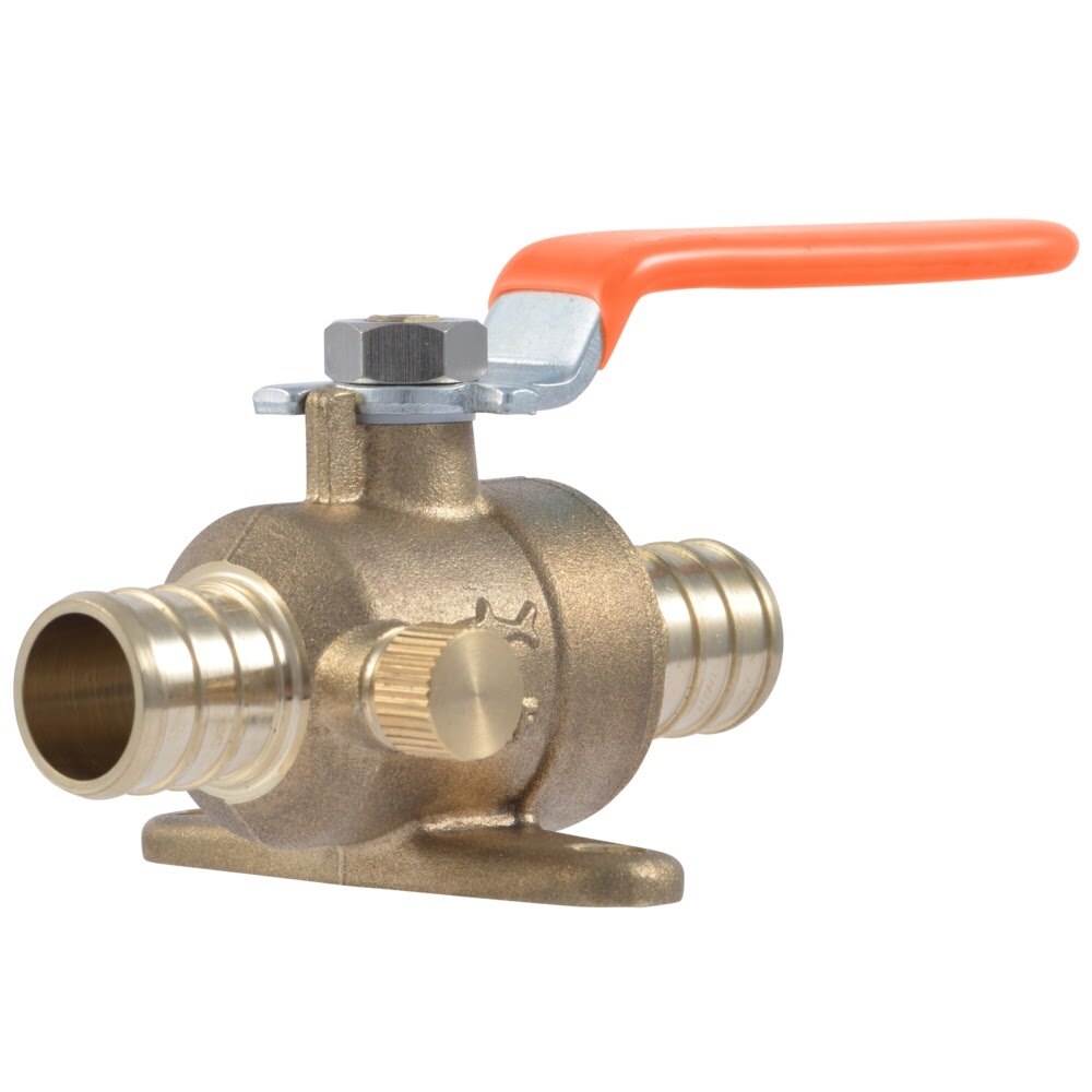 SharkBite UC24616 3/4 in x 3/4 in Quarter-Turn Brass Ball Valve with Drain and Mounting Bracket