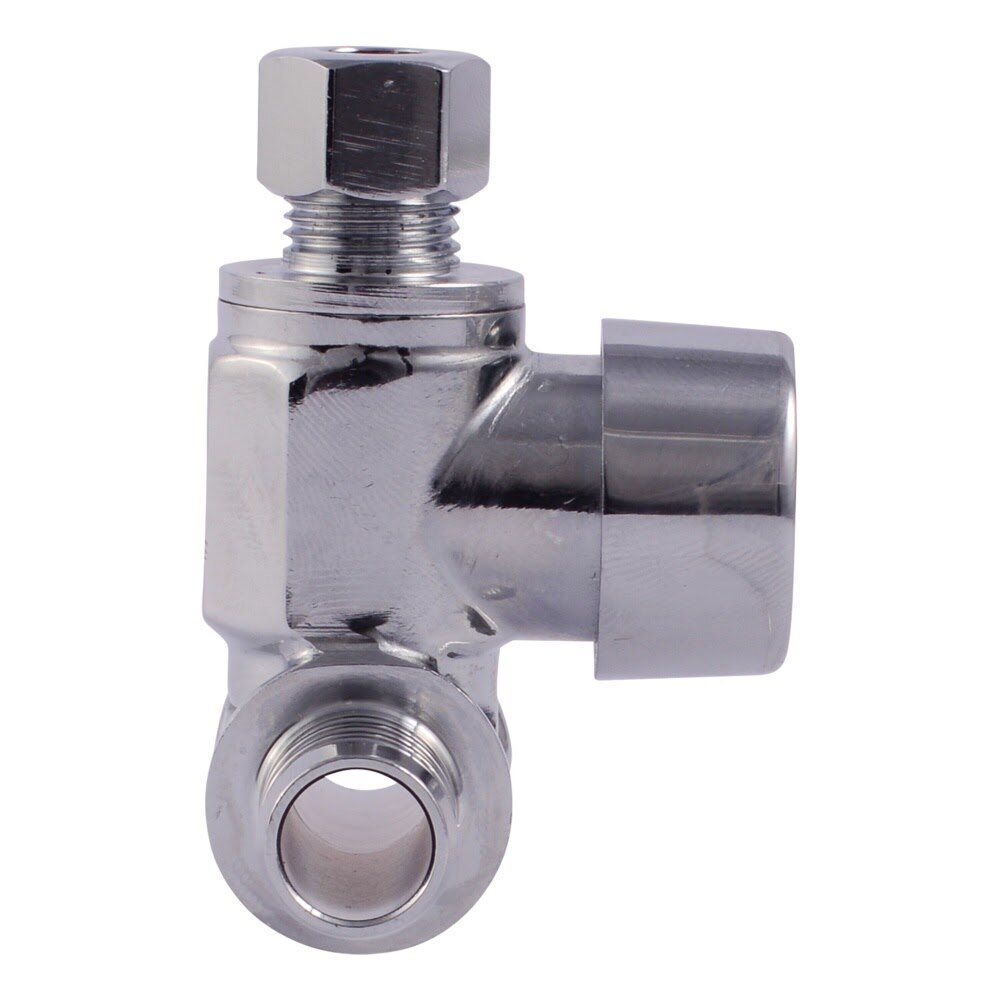 SharkBite UC24983 1/2 in. x 1/2 in. x 1/4 in. OD Brass Tee Stop Valve with Chrome Finish - 3