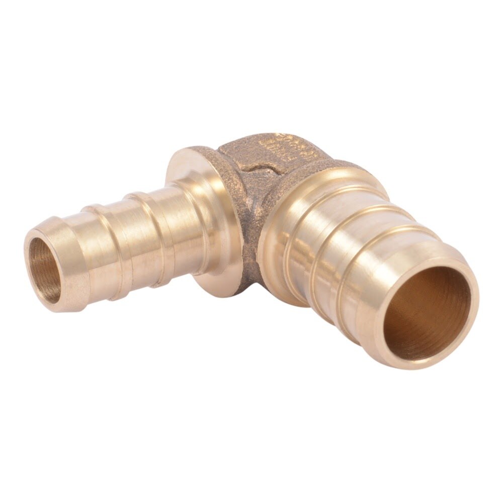 SharkBite UC272LF Lead Free Brass Barb Reducing 90 Degree Elbow 1/2 in. x 3/8 in. for PEX