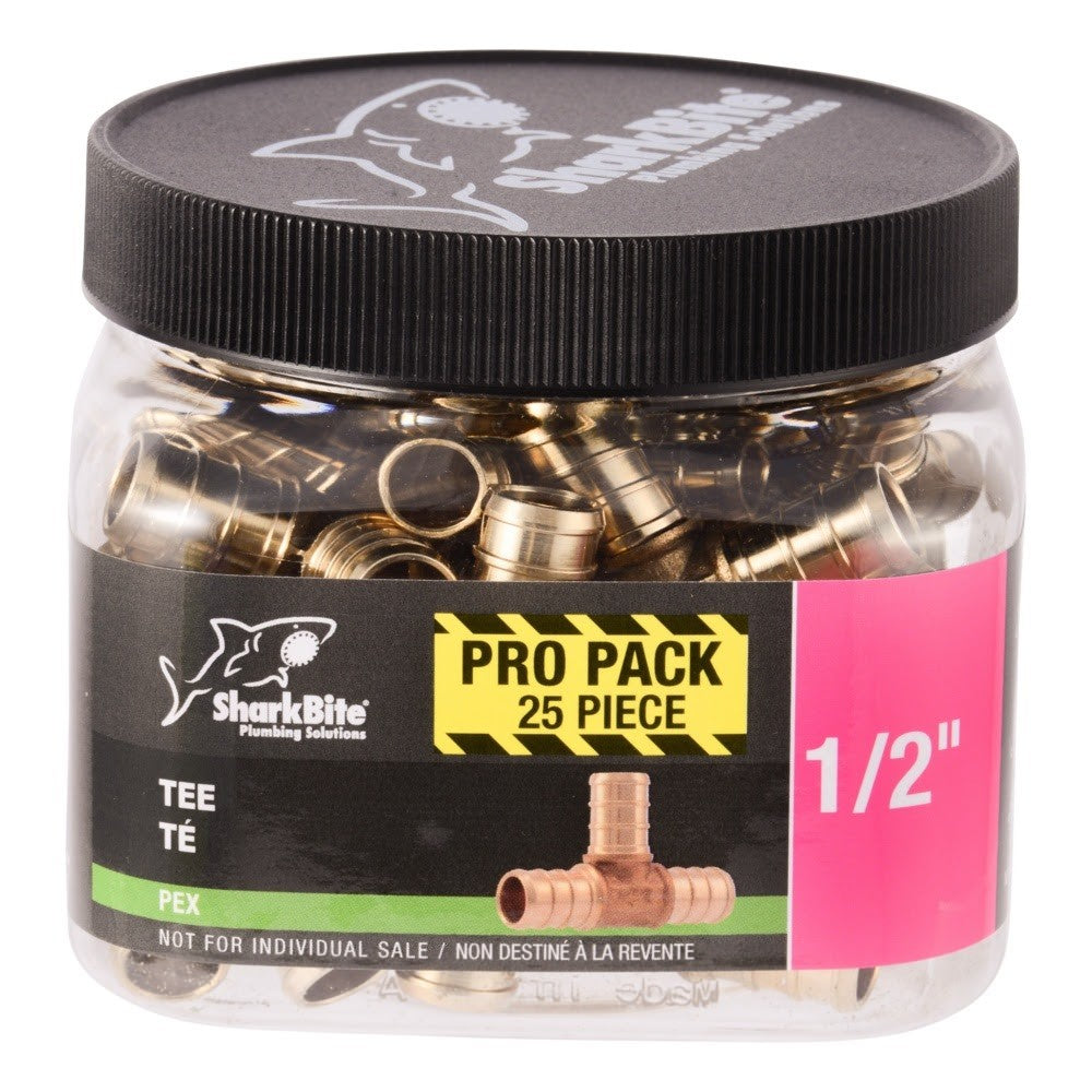 SharkBite UC362LF 1/2 in. x 1/2 in. x 1/2 in. Brass PEX Barb Tee Fitting for Potable Water - 2