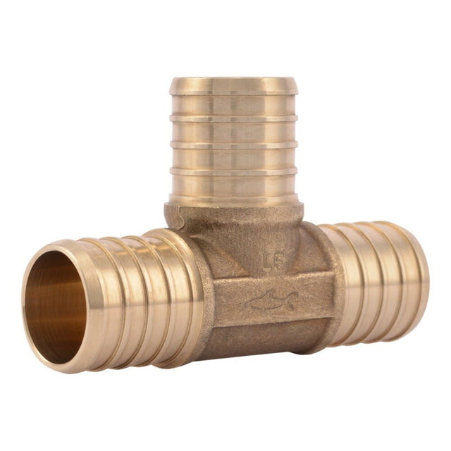 SharkBite UC374LF 1 in. x 1 in. x 1 in. Brass Barb Tee for PEX and PE-RT Pipe
