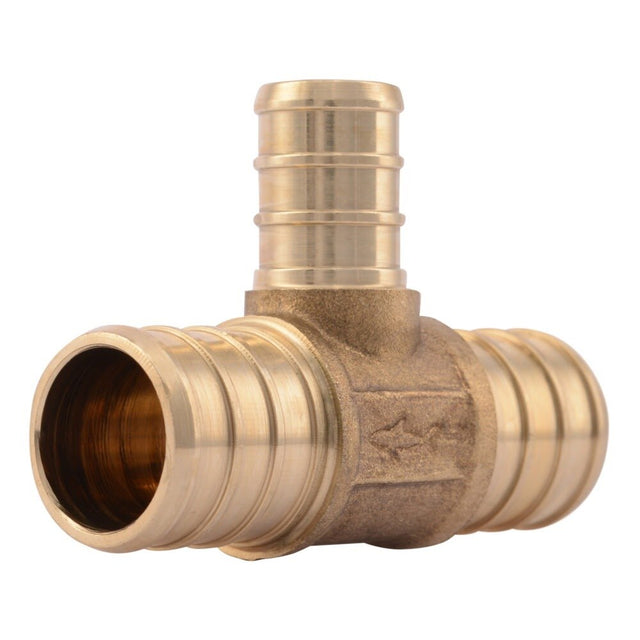 SharkBite UC412LF 3/4 in x 3/4 in x 1/2 in Brass Barb PEX Reducing Tee for Potable Water