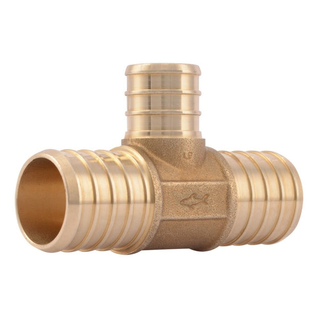SharkBite UC416LF 1 in x 1 in x 3/4 in Lead-Free DZR Brass Barb Reducing Tee for PEX Pipe