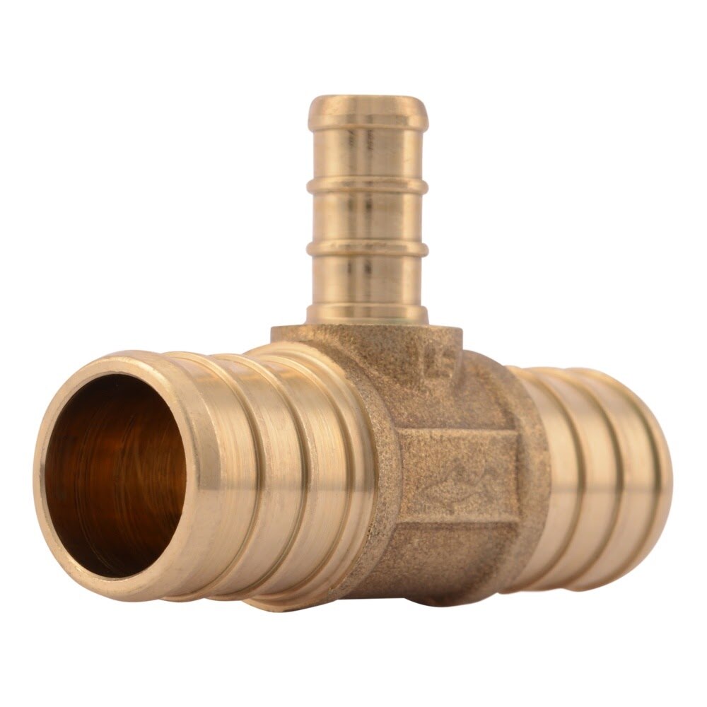 SharkBite UC417LF 3/4 in. x 3/4 in. x 3/8 in. Brass Barb Reducing Tee for PEX Pipe