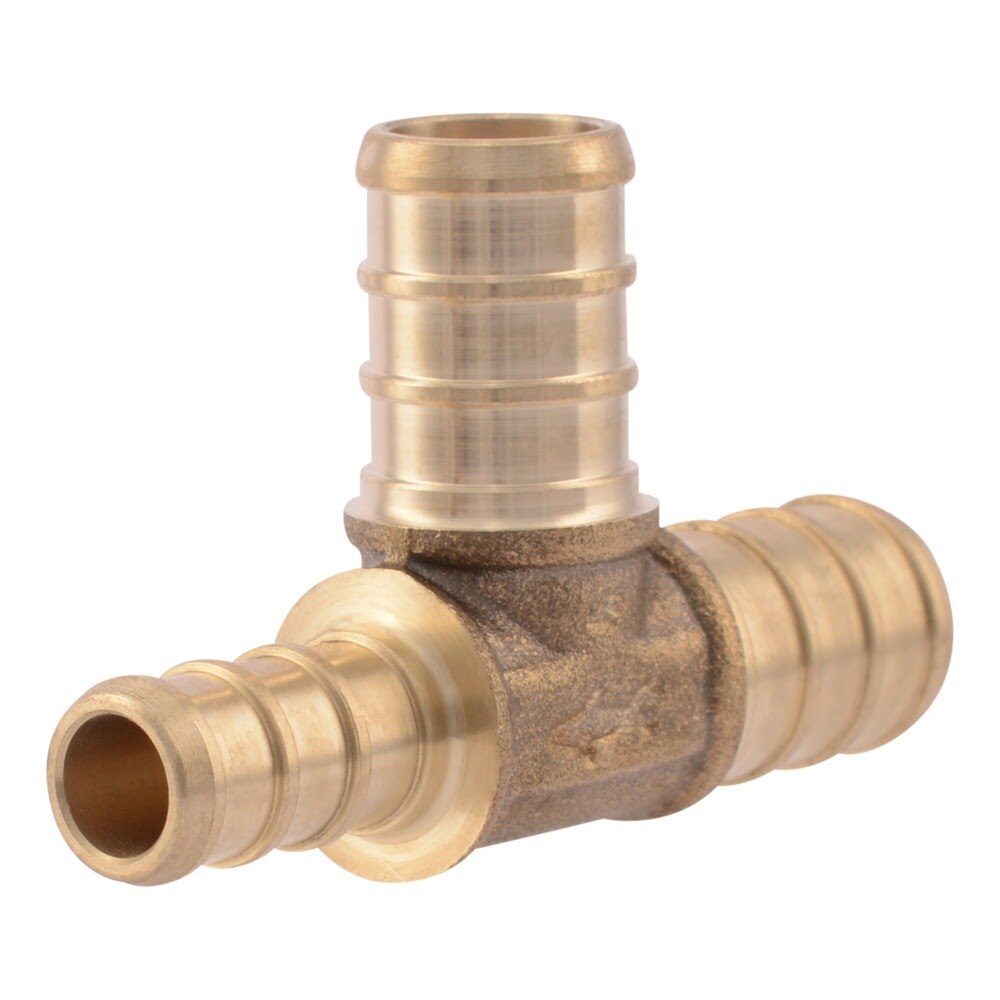 SharkBite UC434LF 1/2 in. x 3/8 in. x 1/2 in. Brass Barb Reducing Tee for PEX Pipe