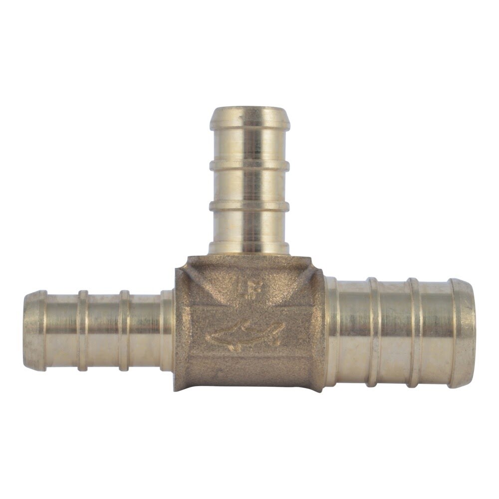 SharkBite UC452LF Lead-Free Brass Barb Reducing Tee for PEX 1/2 in. x 3/8 in. x 3/8 in. - 2