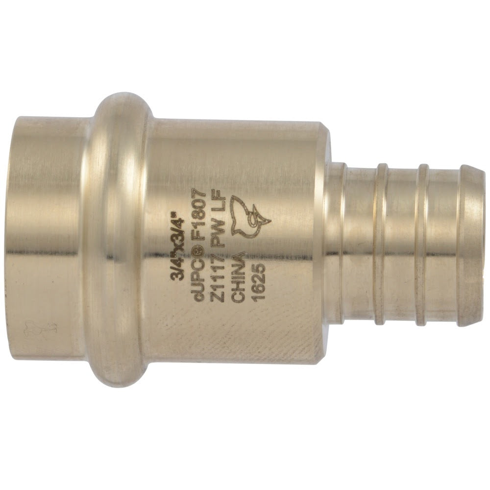 SharkBite UC722LFA 3/4 in Brass Barb x 3/4 in Copper Press Adapter Fitting for PEX Pipe - 3