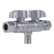 SharkBite UCDS123838 Brass Quarter Turn Dual Shut Off Angle Stop Valve 1/2 in. x 3/8 in. OD x 3/8 in. OD