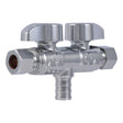 SharkBite UCDS123838 Brass Quarter Turn Dual Shut Off Angle Stop Valve 1/2 in. x 3/8 in. OD x 3/8 in. OD