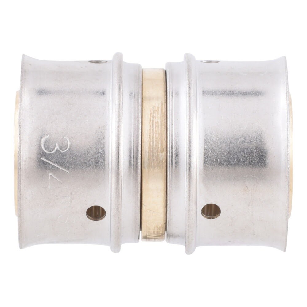 SharkBite UCP016 3/4 in x 3/4 in Brass PEX Press Coupling with Stainless Steel Sleeve - 3