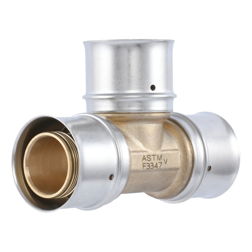SharkBite UCP0835 1-1/4 in. x 1-1/4 in. x 1-1/4 in. Brass PEX Press Tee for PEX Pipe