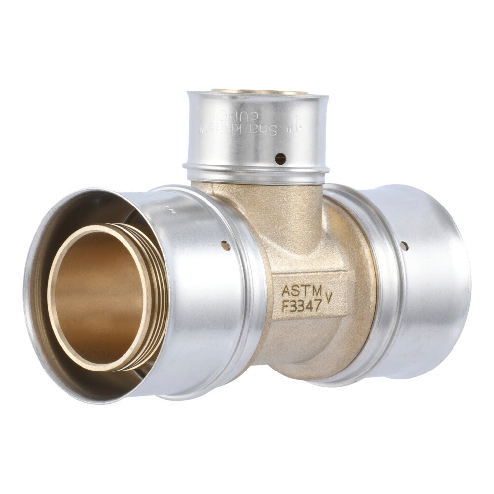 SharkBite UCP08414128 Brass PEX Press Reducing Tee 1-1/2 in x 1-1/2 in x 1 in