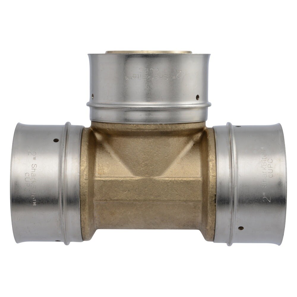 SharkBite UCP0854 2 in x 2 in x 2 in Brass PEX Press Tee for PEX Plumbing - 3