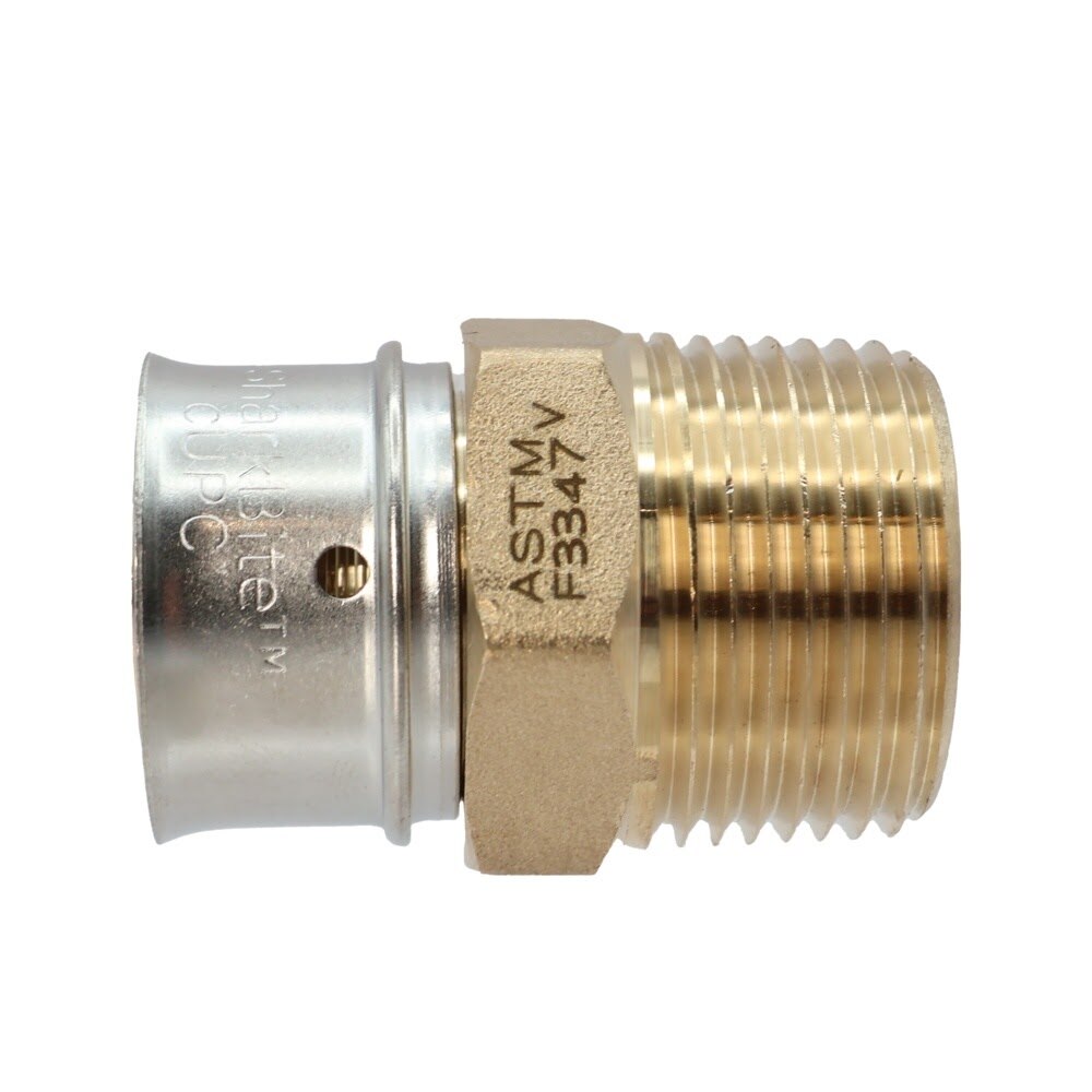 SharkBite UCP088 3/4 in x 3/4 in Brass PEX Press Adapter for PEX Connections - 3