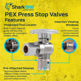 SharkBite UCP23058 1/2 in. Press x 3/8 in. OD Compression Brass Quarter Turn Angle Stop Valve - 2