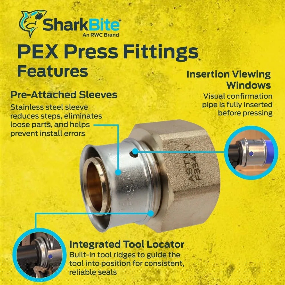 SharkBite UCP308Z 1/2 in. x 1/2 in. Brass PEX Press to FNPT Female Adapter Elbow - 2