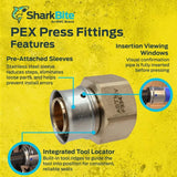 SharkBite UCP308Z 1/2 in. x 1/2 in. Brass PEX Press to FNPT Female Adapter Elbow - 2