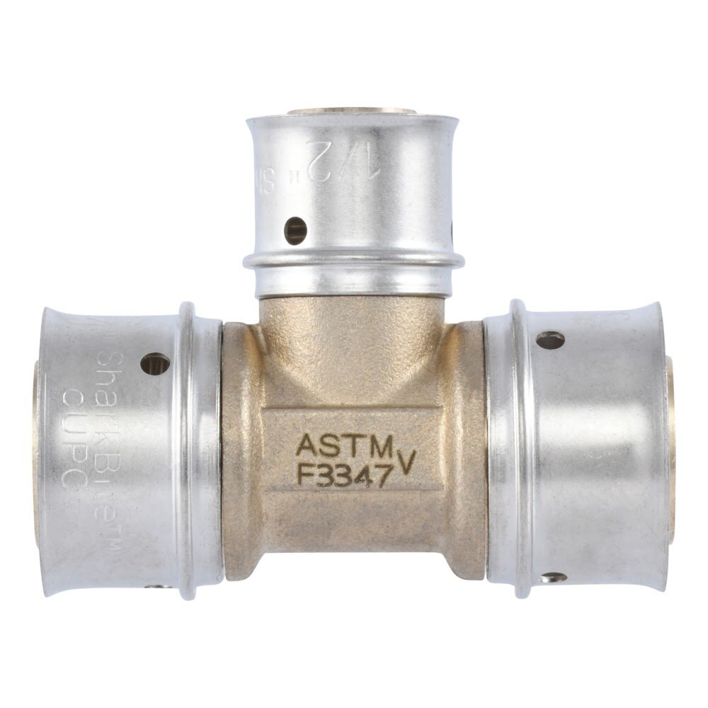 SharkBite UCP412 Brass PEX Press Reducing Tee 3/4 in x 3/4 in x 1/2 in - 3
