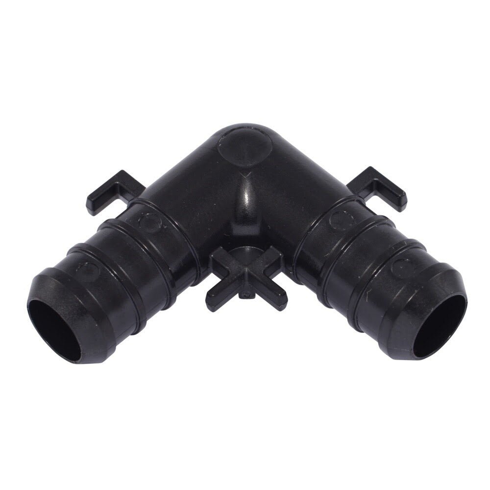 SharkBite UP248 1/2 in x 1/2 in Poly Barb 90 Degree PEX Crimp Elbow Fitting