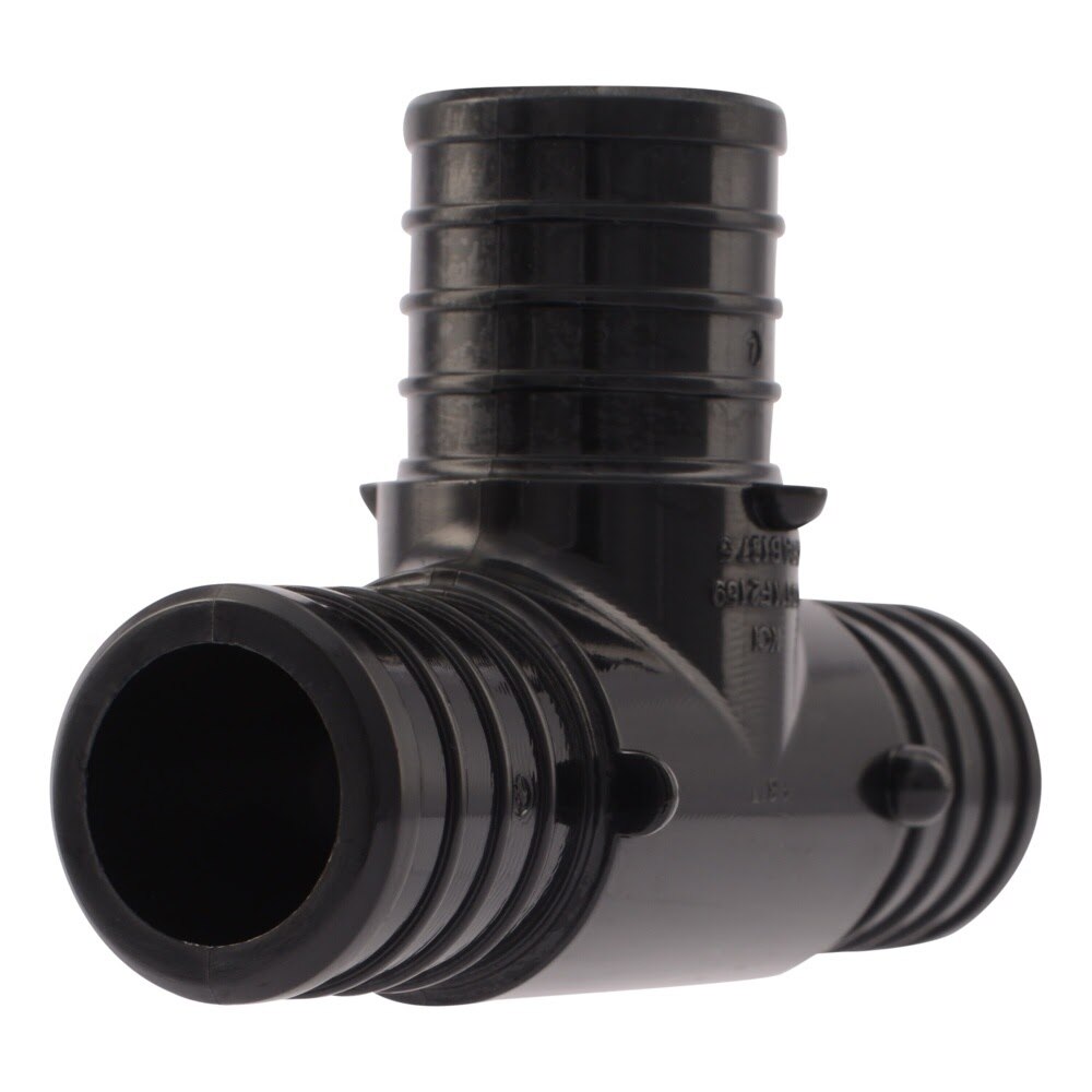 SharkBite UP374 1 in x 1 in x 1 in Poly Barb Tee for PEX and PE-RT Pipe